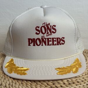 Vintage 80s The Sons of the Pioneers Hat Trucker Cap Mesh Snapback USA White
